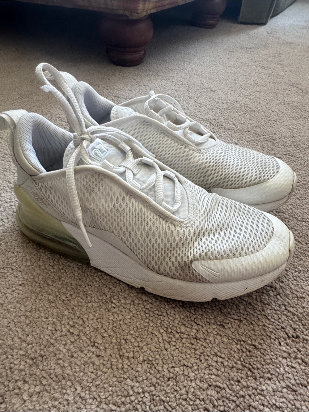 Kids air max 270 White Mesh Athletic Sneakers